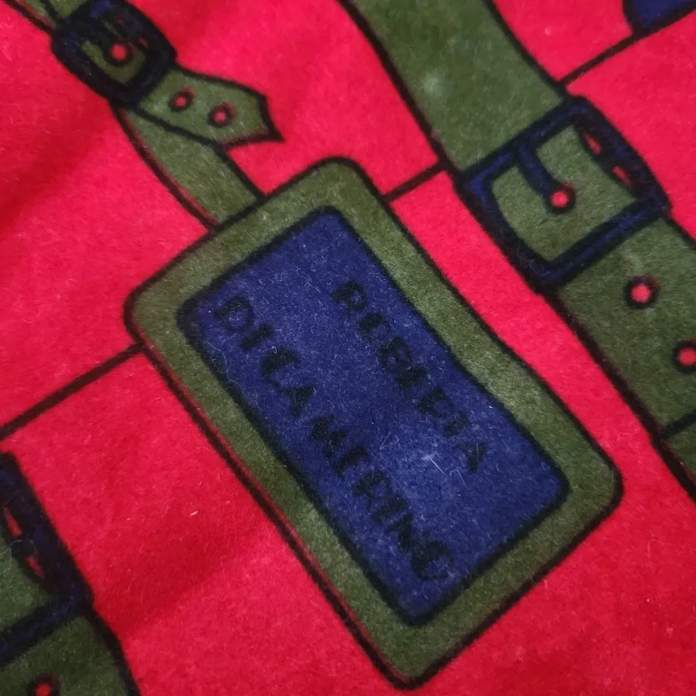 Roberta di Camerino‎ Vintage Velvet Trompe L'oeil Tote Bag Red, Green, and Blue